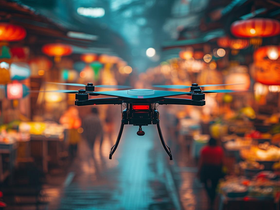 夜市摊上空的无人机飞行稳定之道